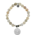 Moonstone Gemstone Bracelet with Guidance Sterling Silver Charm T. Jazelle