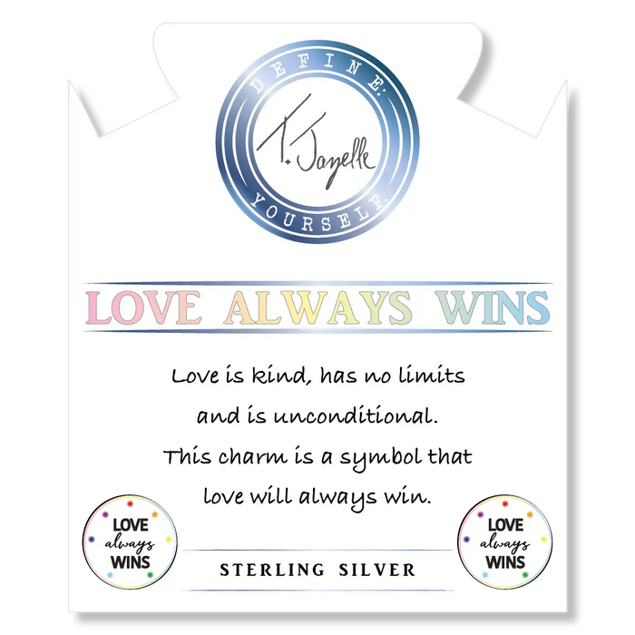 Moonstone Stone Bracelet with Love Always Wins Sterling Silver Charm