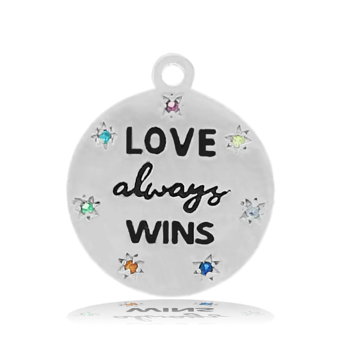 Moonstone Stone Bracelet with Love Always Wins Sterling Silver Charm