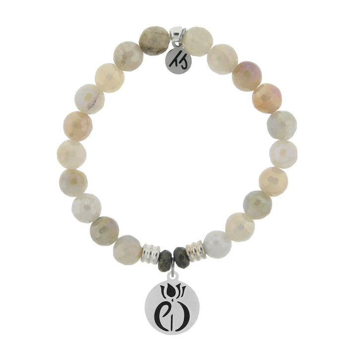 Moonstone Gemstone Bracelet with Parkinsons Sterling Silver Charm T. Jazelle