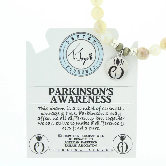 Moonstone Gemstone Bracelet with Parkinsons Sterling Silver Charm T. Jazelle