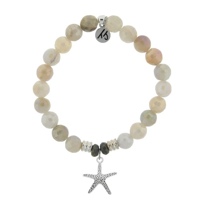 Moonstone Gemstone Bracelet with Starfish Sterling Silver Charm T. Jazelle