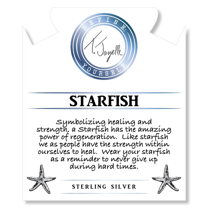 Moonstone Stone Bracelet with Starfish Sterling Silver Charm