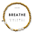 Morse Code Pearl & Gold Waterproof Beaded Bracelet | BREATHE