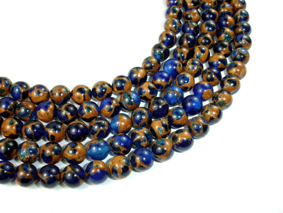 Mosaic Stone Beads, Blue, 8mm Round Beads-BeadBasic