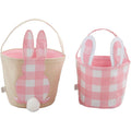 Mud Pie Pink Check Bunny Basket Set