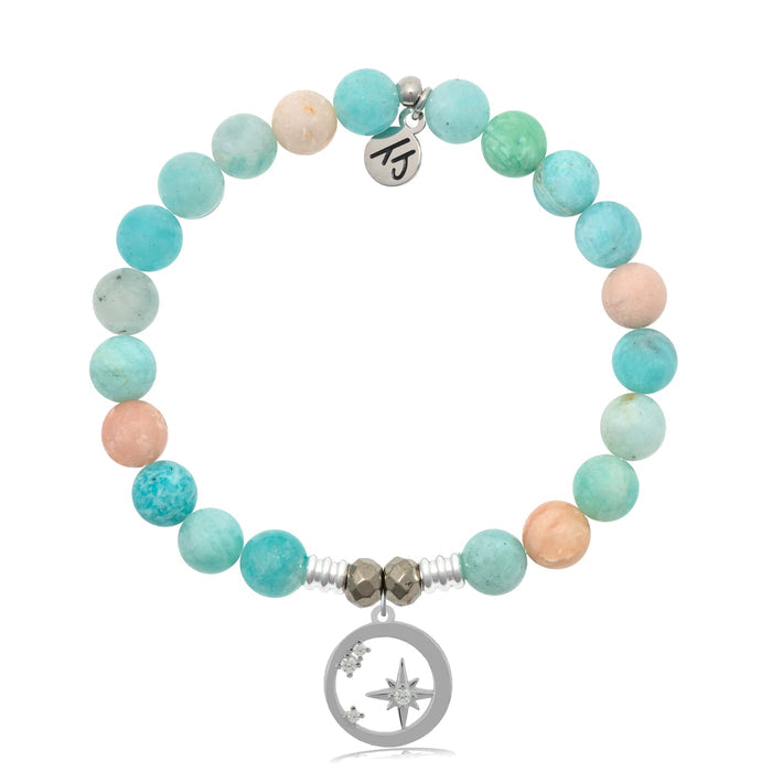 Multi Amazonite Stone Bracelet with What is Meant to Be Silver Charm