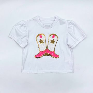 Neon-Cowboy-Boots-Puff-Sleeve-Top