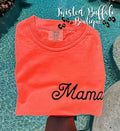 Neon Fire Coral Red {MAMA} Crew Neck Tee