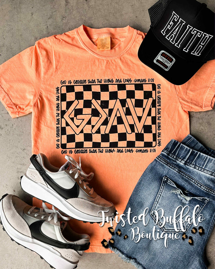 Neon Orange {GOD IS GREATER THAN THE HIGHS AND LOWS} Crew Neck Tee