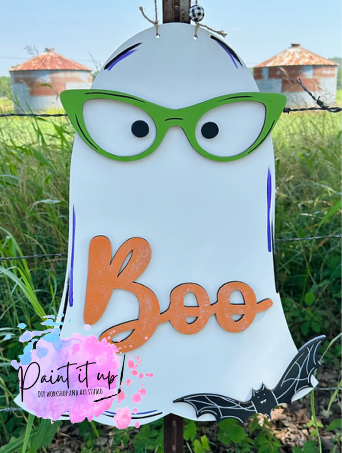 Nerdy Ghost Wooden Door Hanger