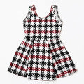 NTRL CO. Gingham Activewear Dress In Red, Black And White