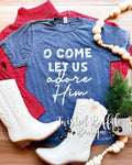 {O COME LET US ADORE HIM} Blue Mineral Wash Crew Neck Tee