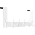 Over The Door White Coat Rack - 6 Hooks for Hanging Clothes, Hats, Towels