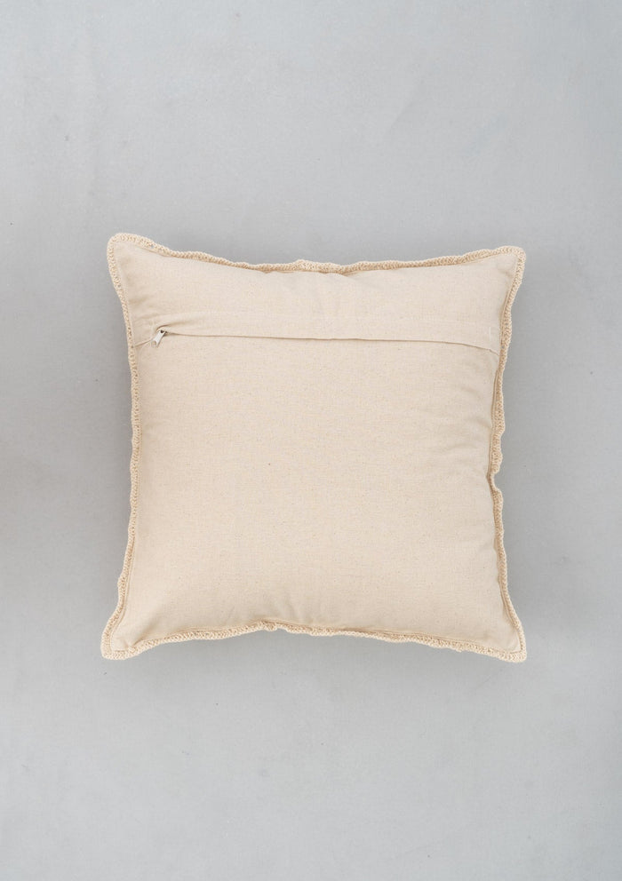Oyster 100% cotton crochet antique piece cushion cover for sofa - Ivory