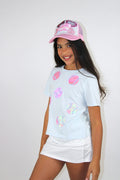 Paper Flower Baseball Balls Applique T-Shirt