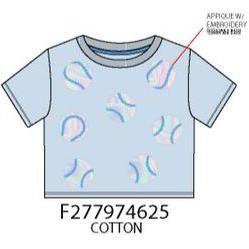 Paper Flower Baseball Balls Applique T-Shirt