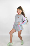 Paper Flower Butterfly Embroidery And Side Color Taping Sweatshirt