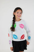 Paper Flower Rhinestone Footballs Sweatshirt