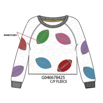 Paper Flower Rhinestone Footballs Sweatshirt