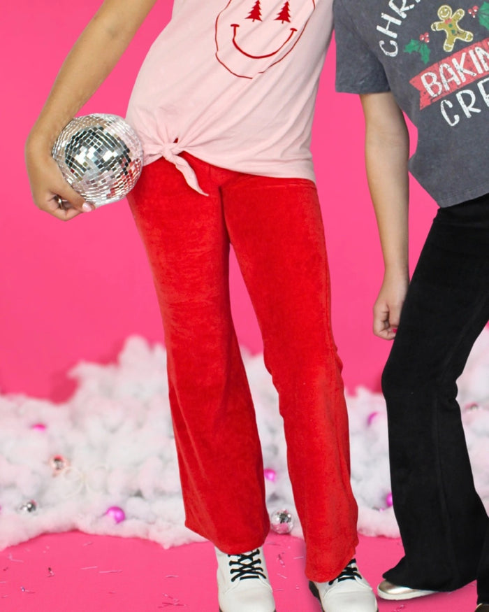 Paper Flower Super Flaired Bell Bottom Tween Pant | Red