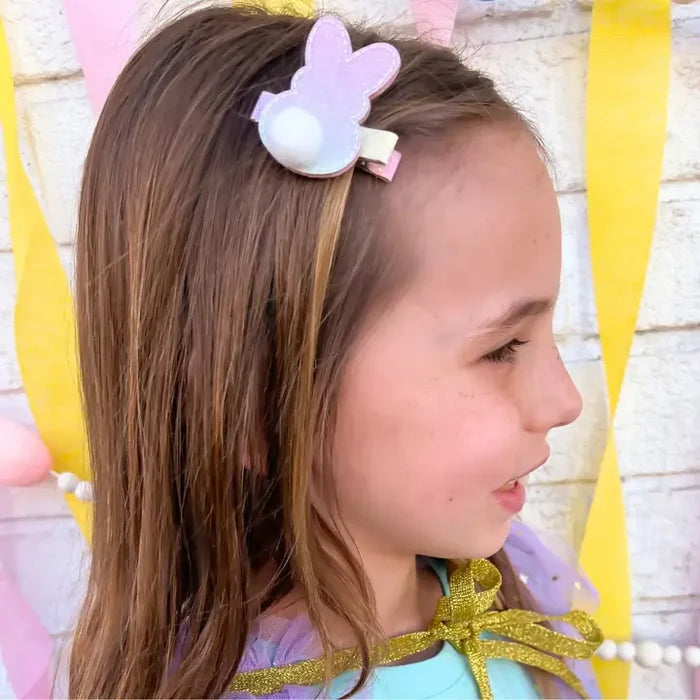 Pastel Rainbow Easter Bunny Clip - Girls
