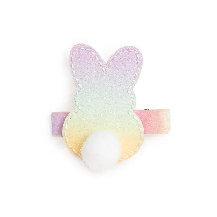 Pastel Rainbow Easter Bunny Clip - Girls