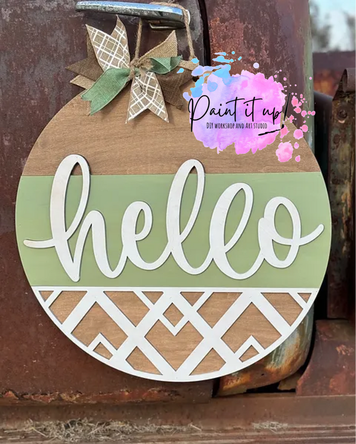 Patterned Hello Door Hanger