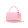 Pearl Handle Message Charm Handbag for Kids: Pink