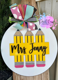 Pencil Trio Personalized Wooden Door Hanger
