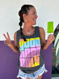 Pepper Tank Top {GOOD VIBES ONLY} Retro Groovy Font