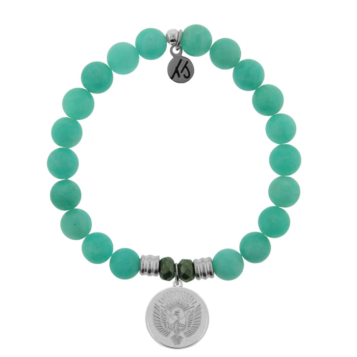 Peruvian Amazonite Stone Bracelet with Phoenix Sterling Silver Charm Tiffany Jazelle