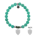 Peruvian Amazonite Stone Bracelet with Strength Shield Sterling Silver Charm Tiffany Jazelle