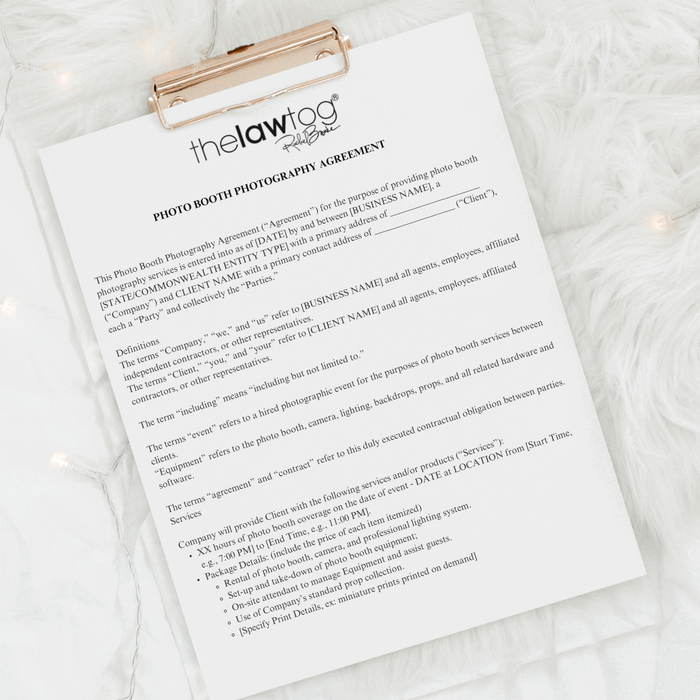 Photobooth Photography Contract