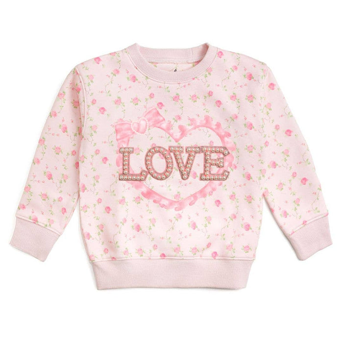 Pink Rose Love Patch Sweatshirt - Kids Boutique Clothing