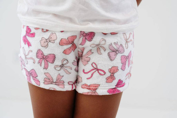 Plush Shorts-Pink Bows