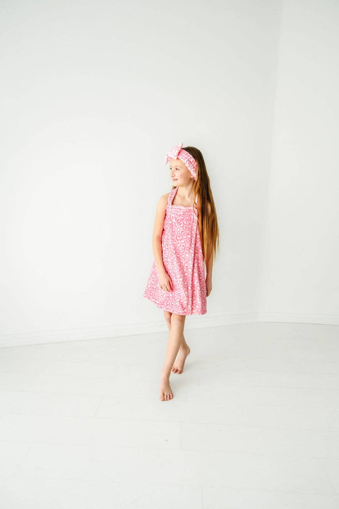 Plush Spa Wrap - Pink Leopard