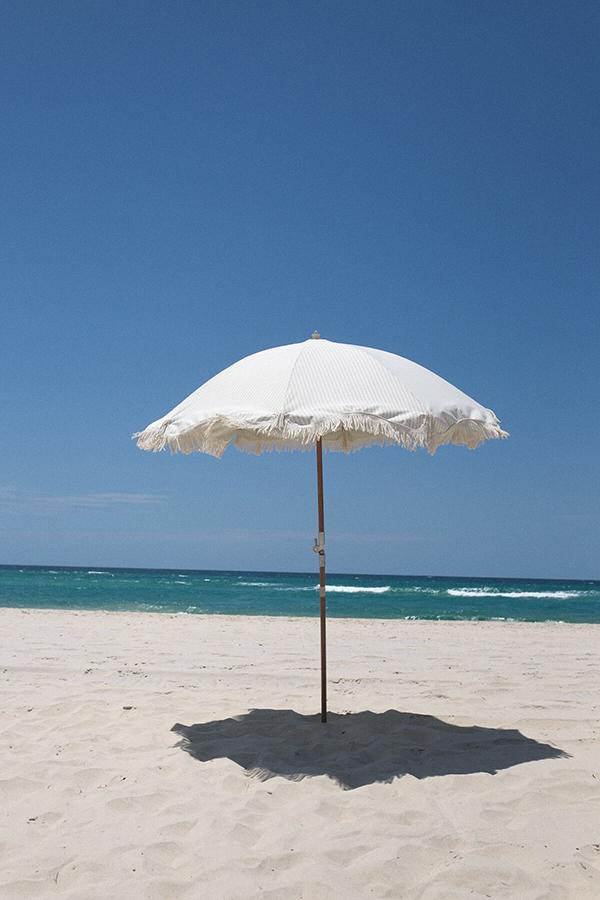 Premium Beach Umbrella - Sage Stripe