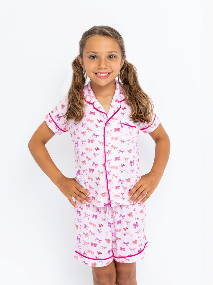 Preppy Goose Bows Short Sleeve Pajama Set