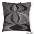 Printed Linen Pillow Concentric Black White 22x22