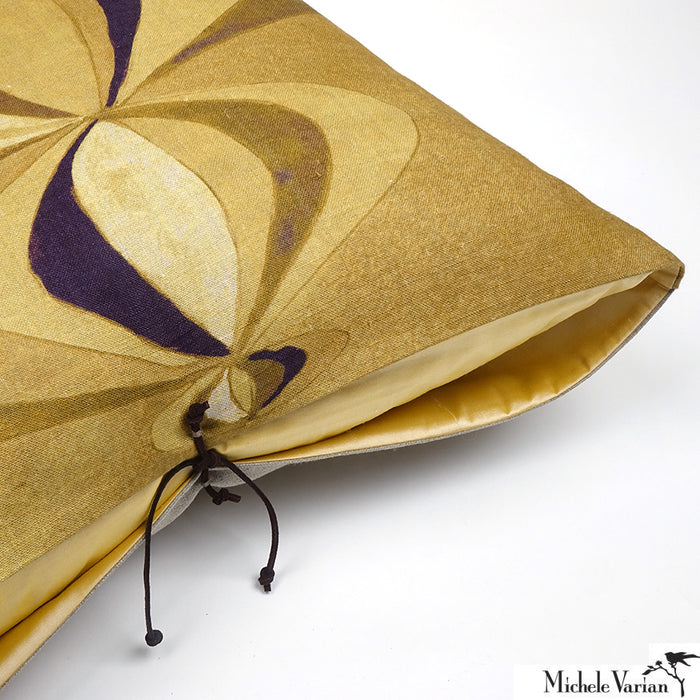 Printed Linen Pillow Concentric Ochre 22x22
