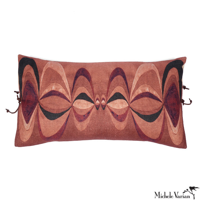 Printed Linen Pillow Concentric Rouge 12x22