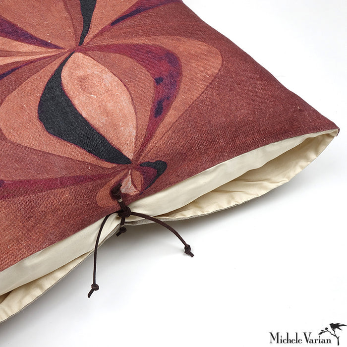 Printed Linen Pillow Concentric Rouge 12x22