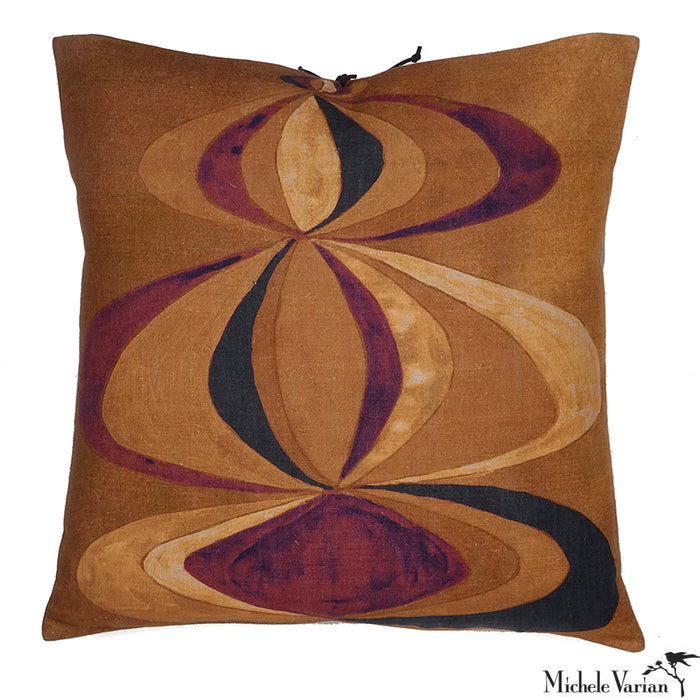 Printed Linen Pillow Concentric Sienna 22x22