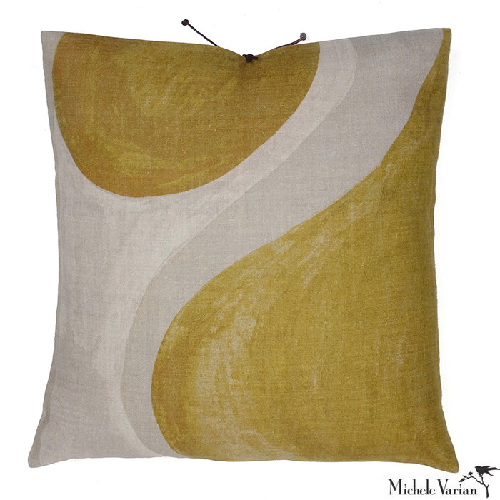 Printed Linen Pillow Winding Ochre 20x20