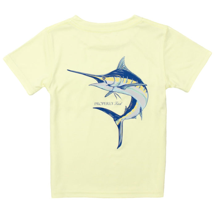 Properly Tied Boys Performance Tee Short Sleeve | Blue Marlin Light Yellow
