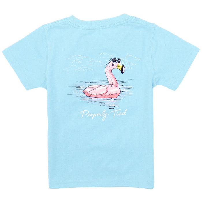 Properly Tied Girls Flamingo Float Short Sleeve Aqua