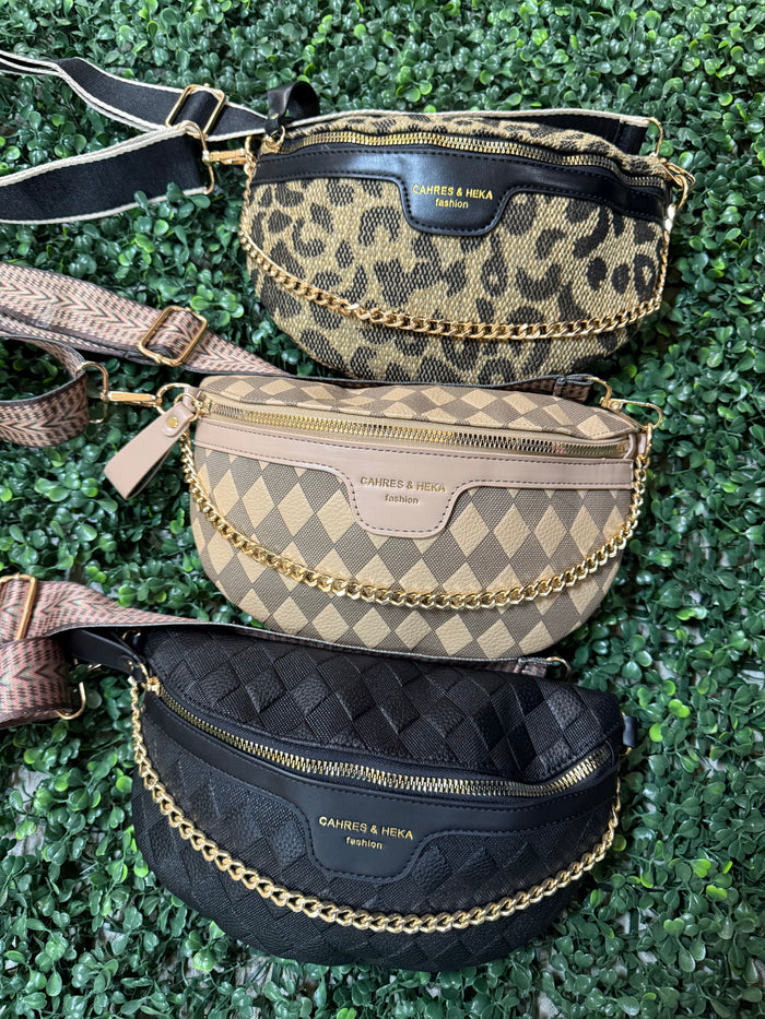 {PYRAMID} Crossbody Bum Bag With Chain
