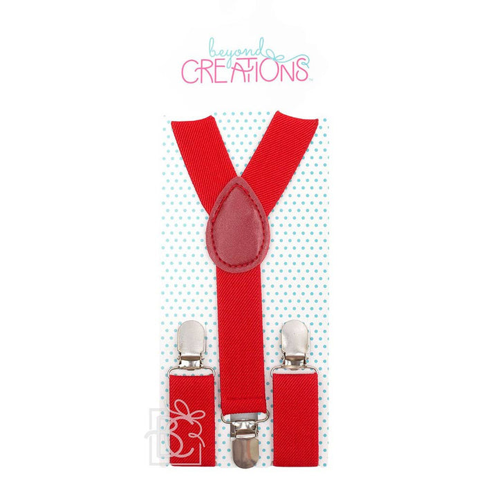 Red Adjustable Solid Color Suspenders