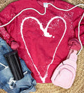 RED {GRAFFITI DISTRESSED HEART} Crew Neck Sweatshirt